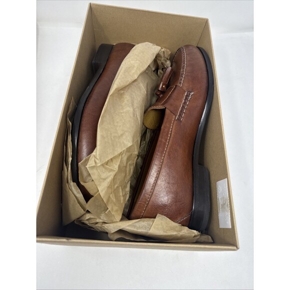 COLE HAAN Pinch Air Tassel Dress Shoes Size 9.5W Saddle Tan Leather Loafers NEW